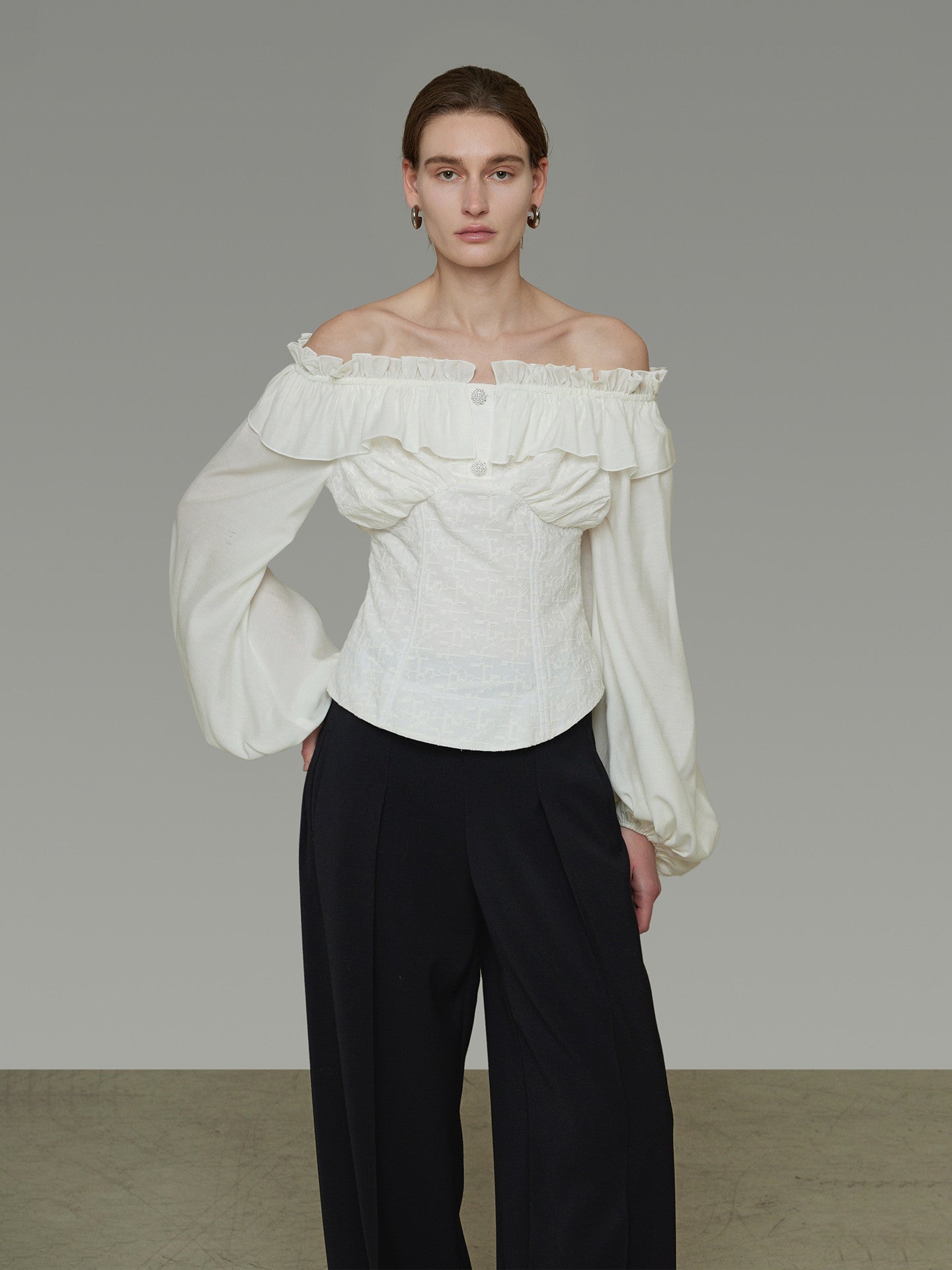 Double Ruffle Off-Shoulder Top UNS0053