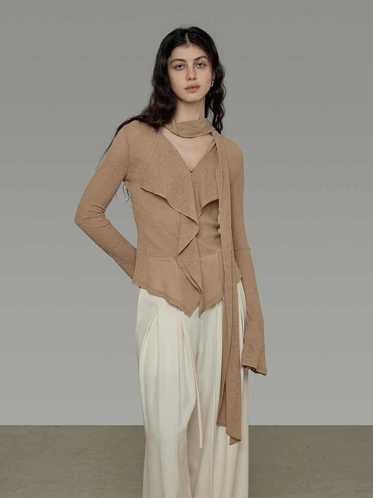 Bow-Tie Flare Sleeve Blouse UNS0006