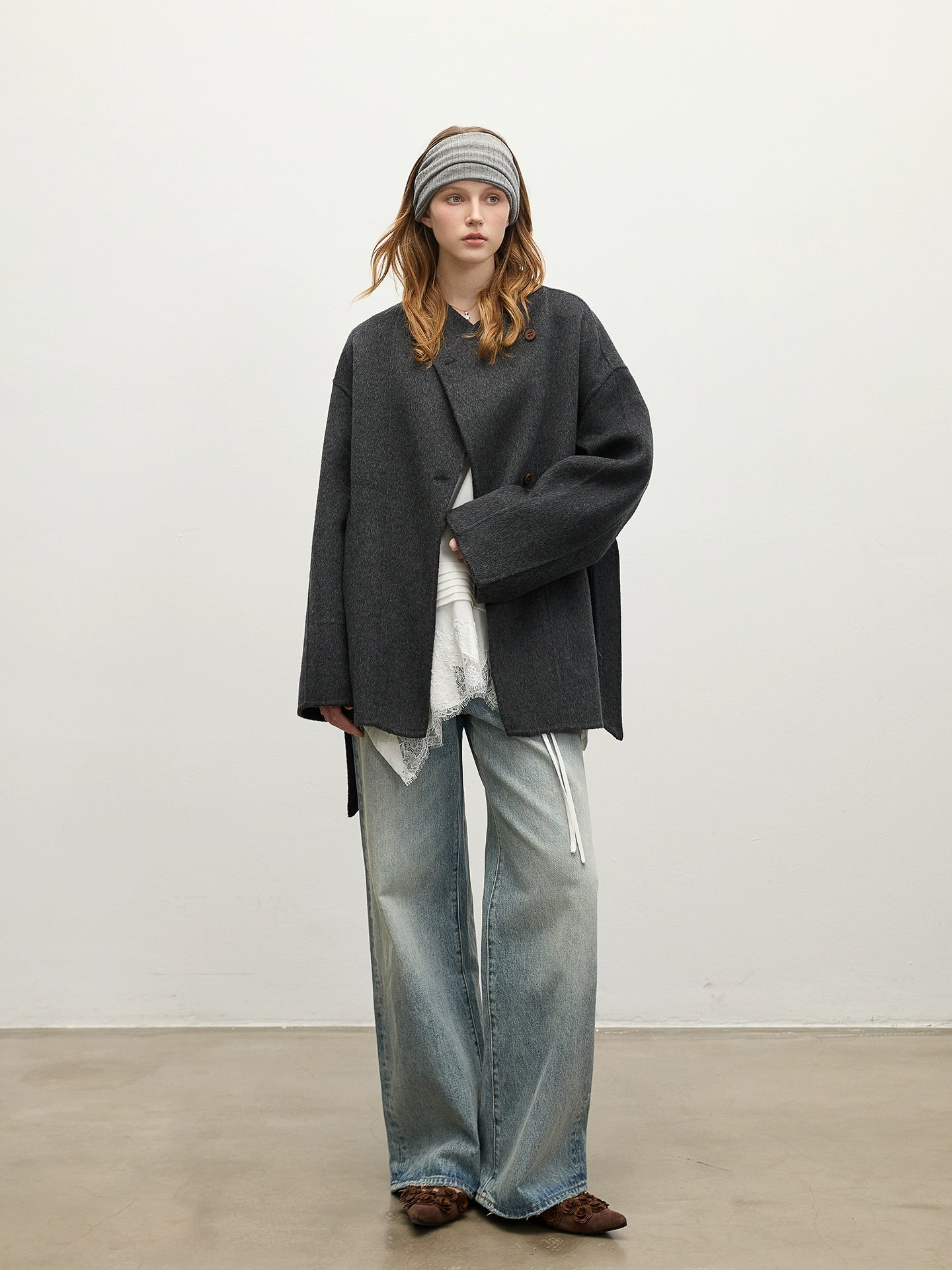Wool Nylon Velour Cocoon Coat BBG0016