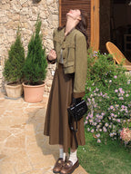 Chanel-Style Jacket / Brown Leather Skirt QAZ0015