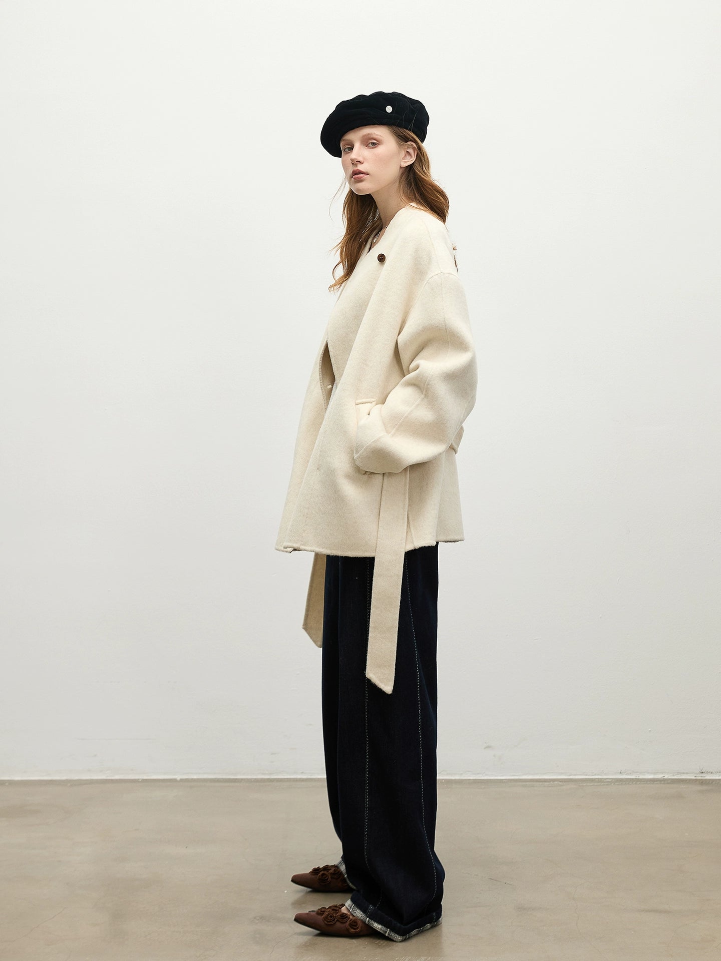 Wool Nylon Velour Cocoon Coat BBG0016