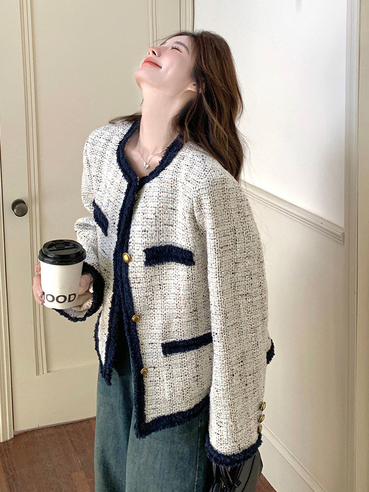 Gold Button Tweed Jacket QAZ0036