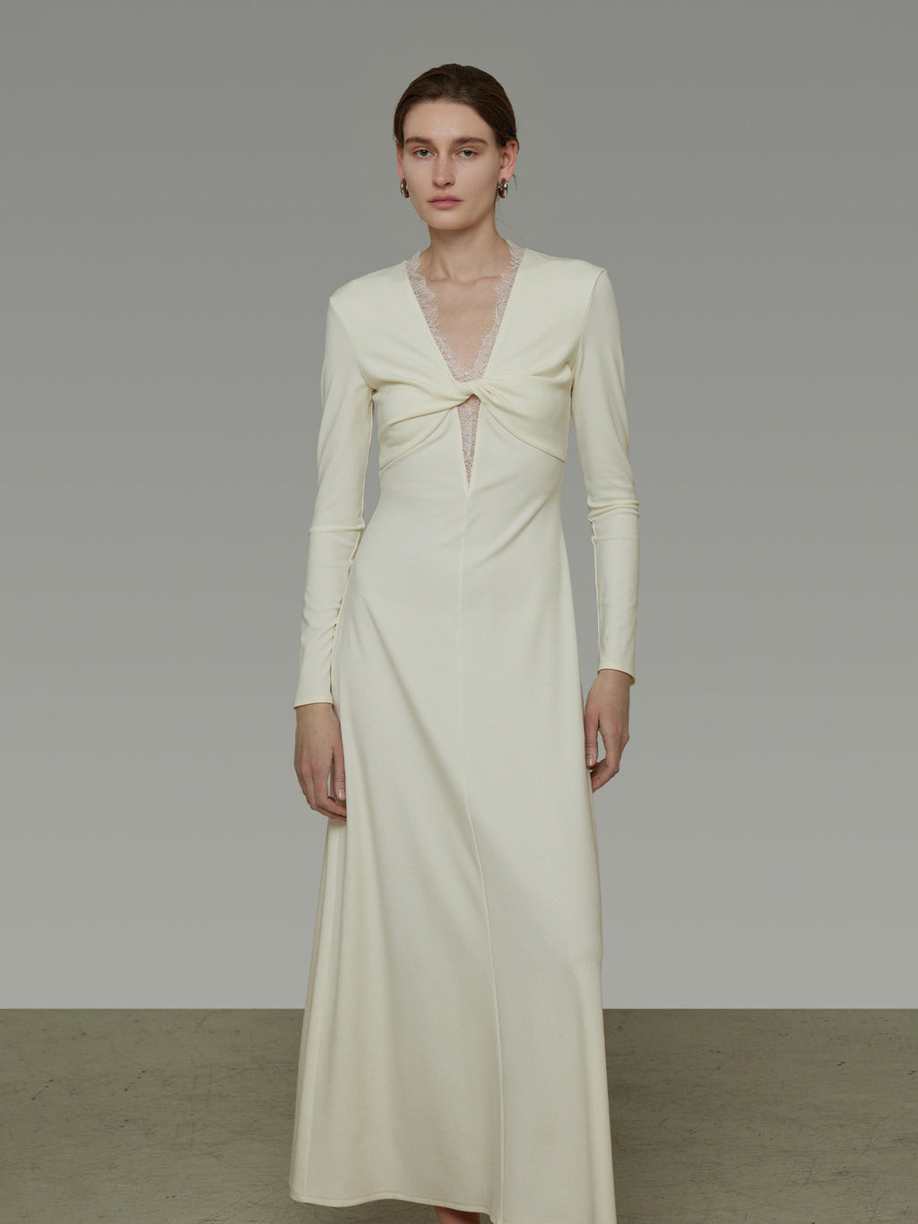 V-Neck Lace Patchwork Dress UNS0049