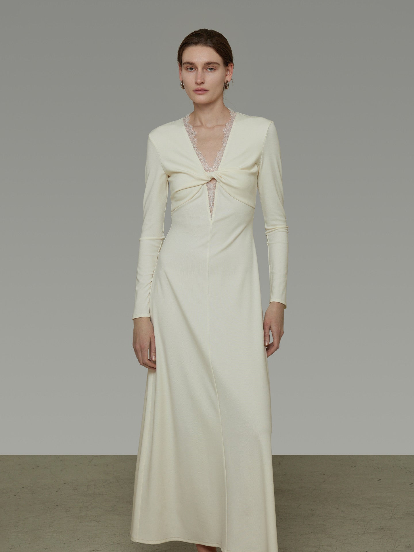 V-Neck Lace Patchwork Dress UNS0049