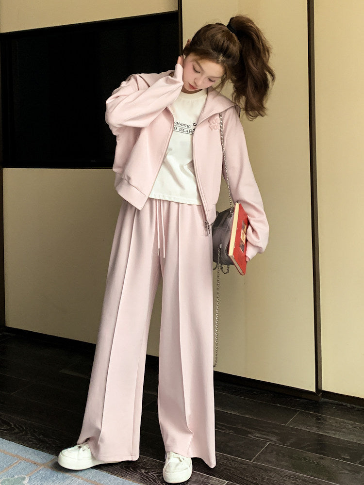 Pastel Pink Zip Hoodie / Sweatpants QAZ0014