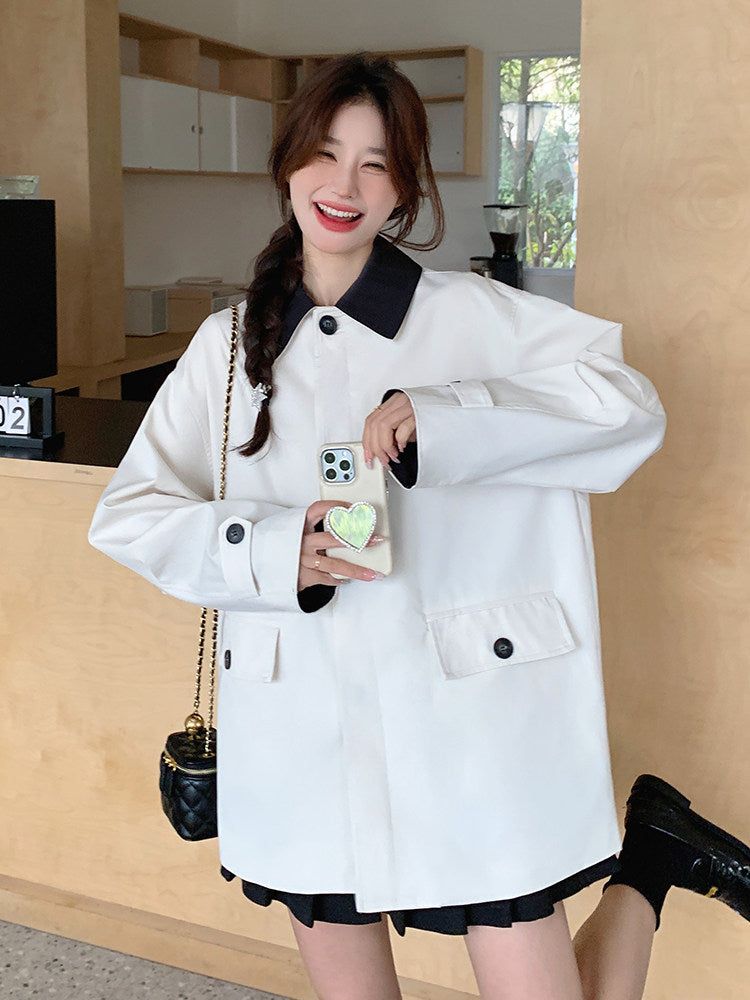 Bicolor Stylish Trench Coat QAZ0027