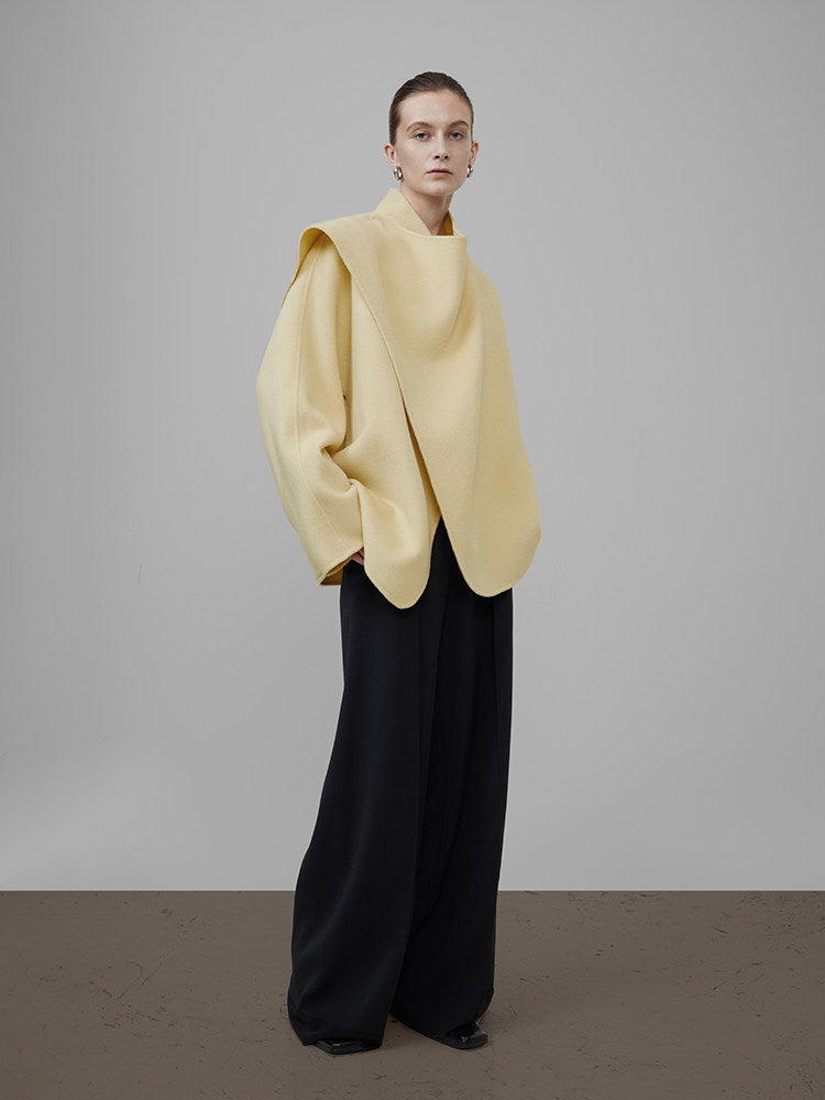 Irregular Collar Double-Faced Coat UNS0032