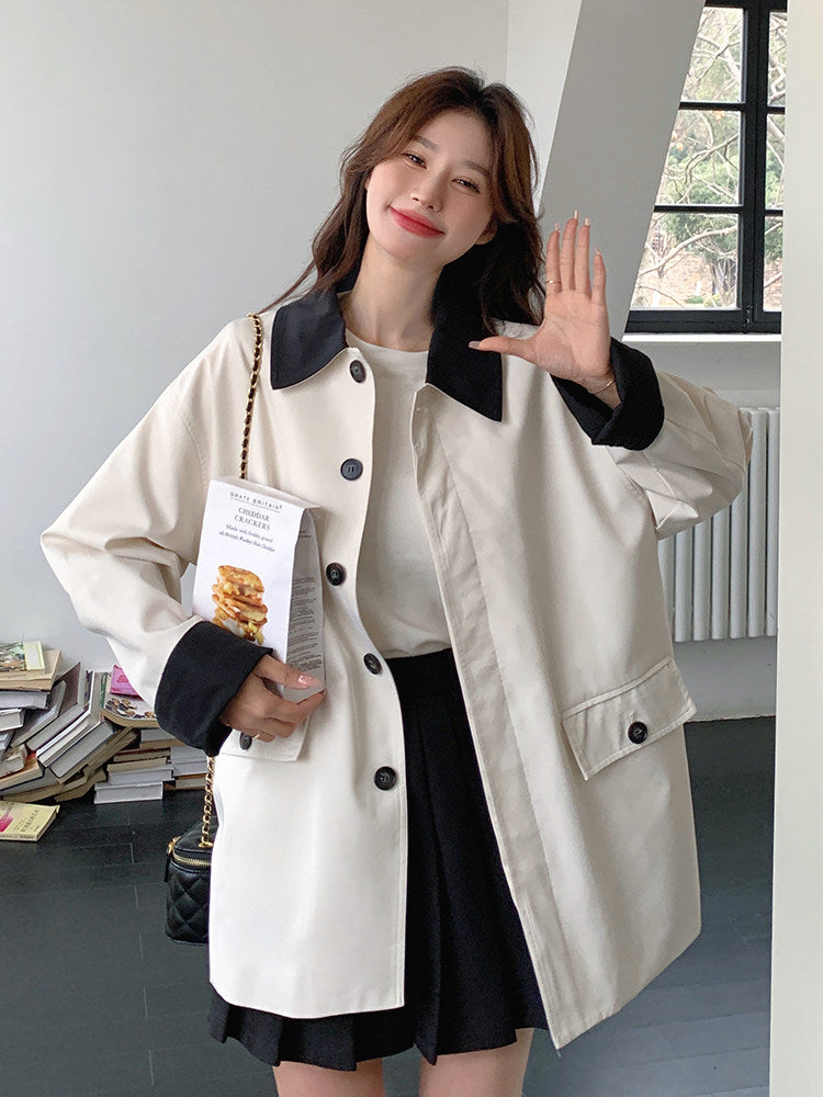 Bicolor Stylish Trench Coat QAZ0027